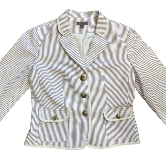 Ann Taylor Petite Lavender White Pin Stripped Blazer Women’s Size 4P - Picture 2 of 11